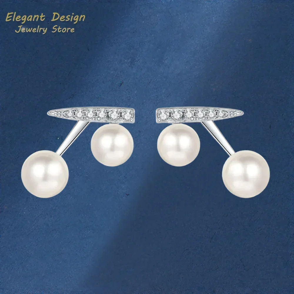 Sparkling PT950 Platinum Cherry Earrings, Sweet Cute Inlaid 13 Point Moissanite Pearl Earrings for women High-end Jewelry Gifts