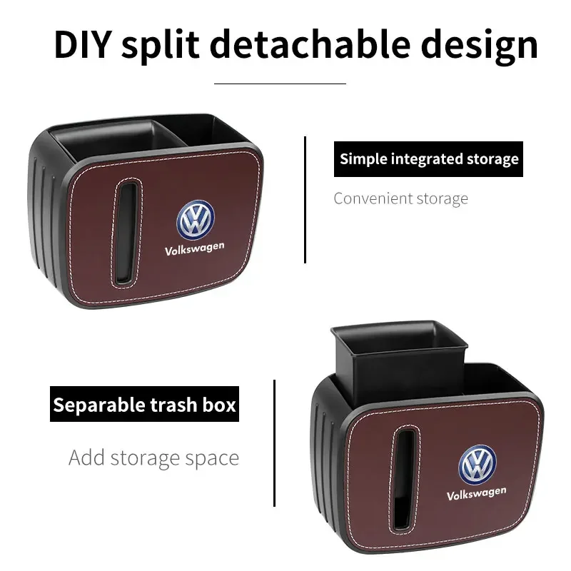 Car interior High-quality car tissue box leather storage box For Volkswagen VW Tiguan Jetta Polo Golf Passat T-ROC Touareg