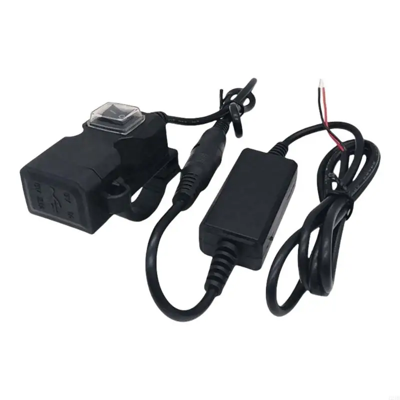 

124B Motorcycle Handlebar USB Chargers Waterproof Power Supply Socket with Double Port Interface Suitable for Electric Bikes