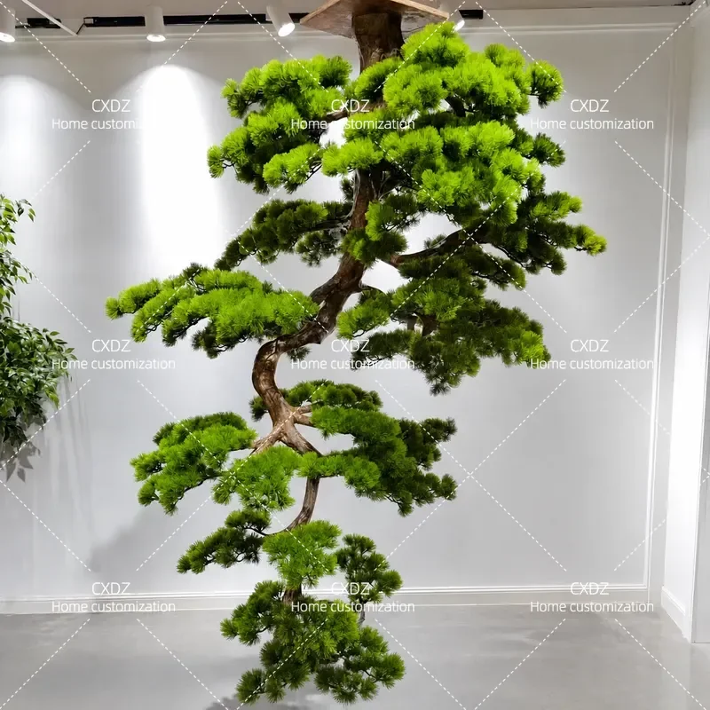Simulation hanging pine tree false welcome pine wall hanging decoration new Chinese office hotel ceiling large hanging