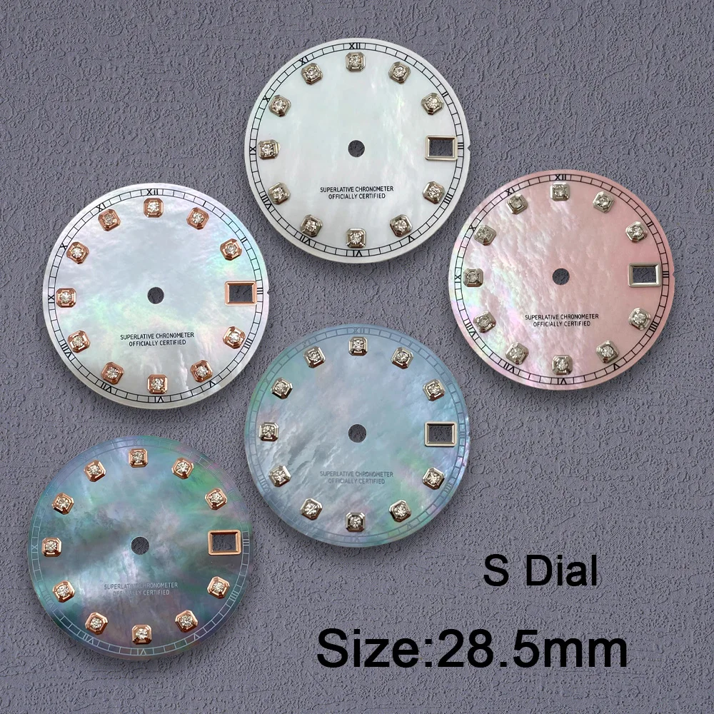 Nh35 Dial S Logo 28.5mm Pearl Diamond Dial Suitable For NH35 NH36 Movement No Luminous Watch Accessories Repair Tool