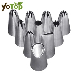 Multiple Large Metal Cake Cream Decoration Tips Pastry Tools Stainless Steel Piping Icing Nozzle Cupcake Head Dessert Decorators