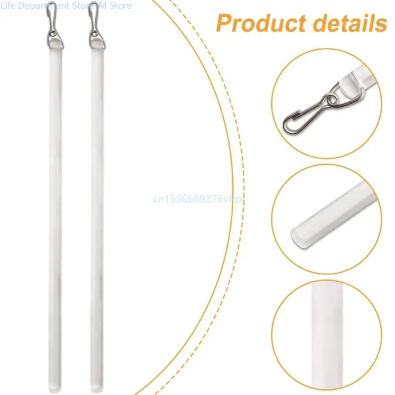 Clear Curtain Pull Rod 17Inch Acrylic 2 Pack Drapery Control Opening Wand