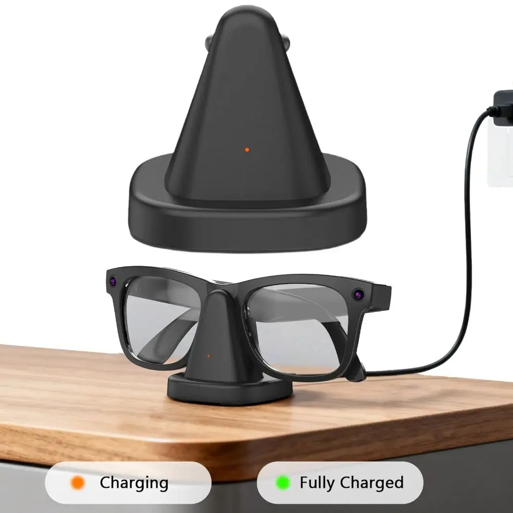 

with LED Indicator Smart Glasses Charging Dock Stable Safe AI Glasses Charger for RayBan Meta Wayfarer/Headliner/Skyler/ HSTN