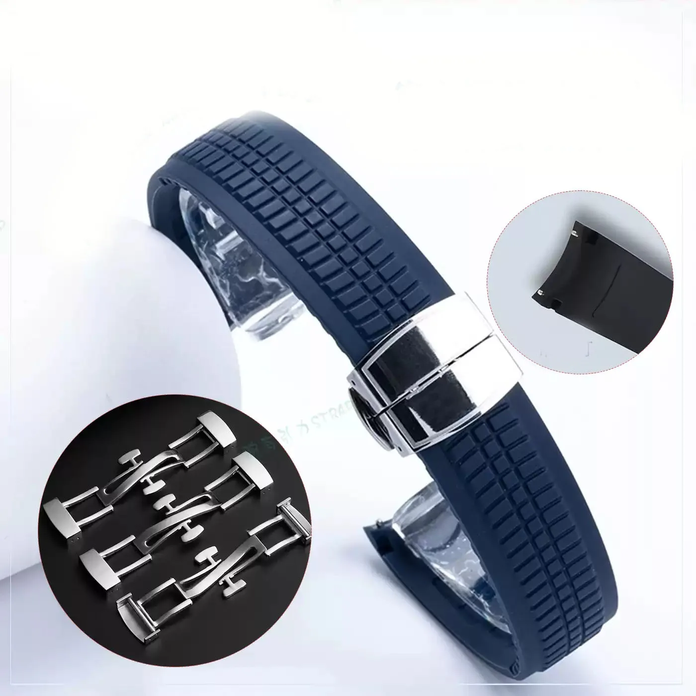 

For Original Patek Philippe Grenade Fluororubber Strap Aquanaut Series 5164/5167 PP Durable Silicone Watch Strap 21mm wristband