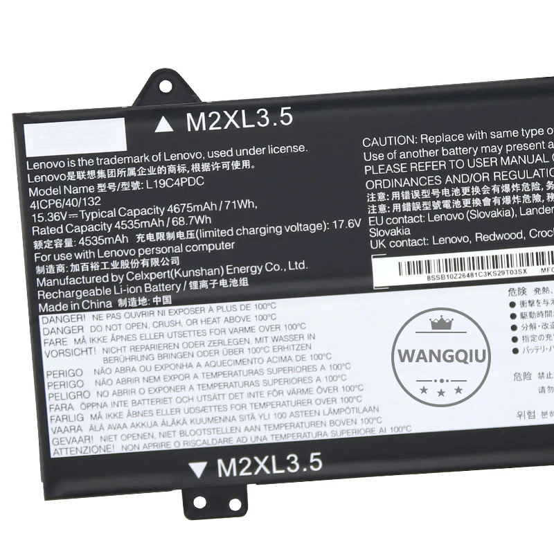 Imagem -03 - Wangqiao-bateria Original do Portátil para Lenovo Ideapad Ioga 14 15itl5 C75014itl 14c Itl Acn L19l4pdc L19m4pdc