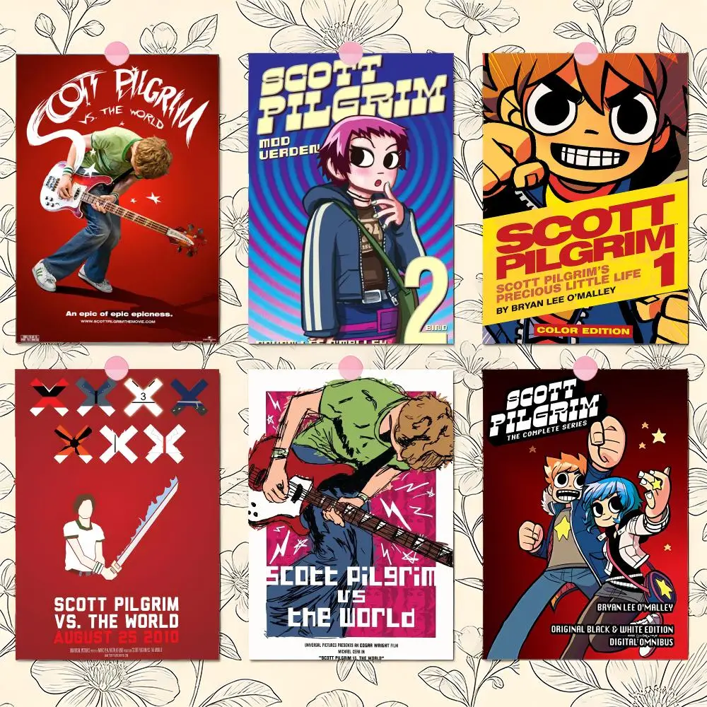 Movie S-Scott Pilgrim VS The World Poster Matte Self-Adhesive Wall Art Print Living Room Bedroom Home Decor