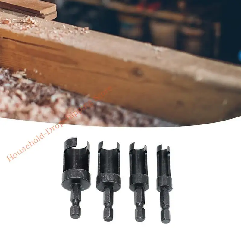 85AD 4Pcs Multifunctional Sturdy Wooden Plug Hole Cutter Bit 6/ 10/ 13/16mm