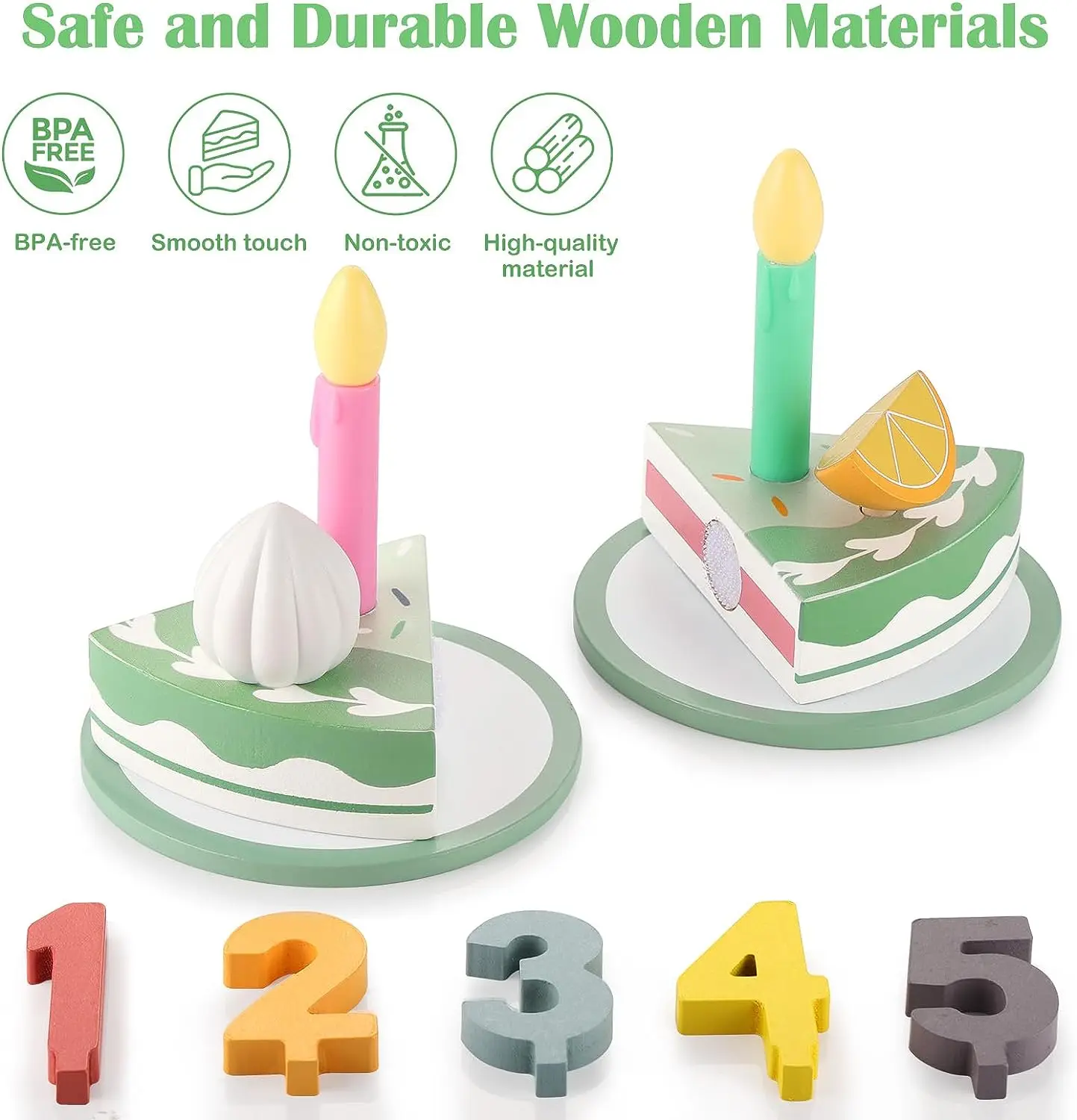 Play Kitchen Accessories Wooden Birthday Cake Set Early Education Toy Encourages Imaginative Play Baby Fun Gift