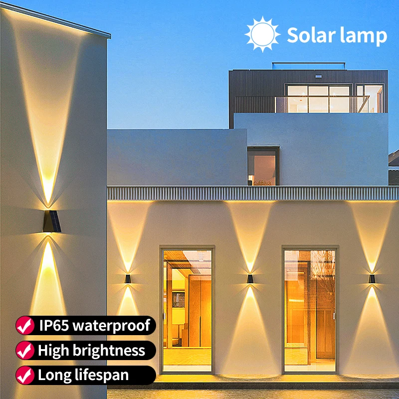 Luces solares impermeables para exteriores, luz LED de pared para jardín, diseño de cubo, Sensor de luz Solar IP65, patio, balcón, valla