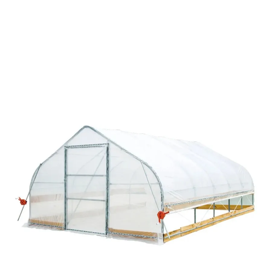 

12' x 20' Tunnel Greenhouse Grow Tent w 6 Mil Clear EVA Plastic Film Cold Frame Hand Crank RollUp Sides Peak Ceiling Roof TMGGH