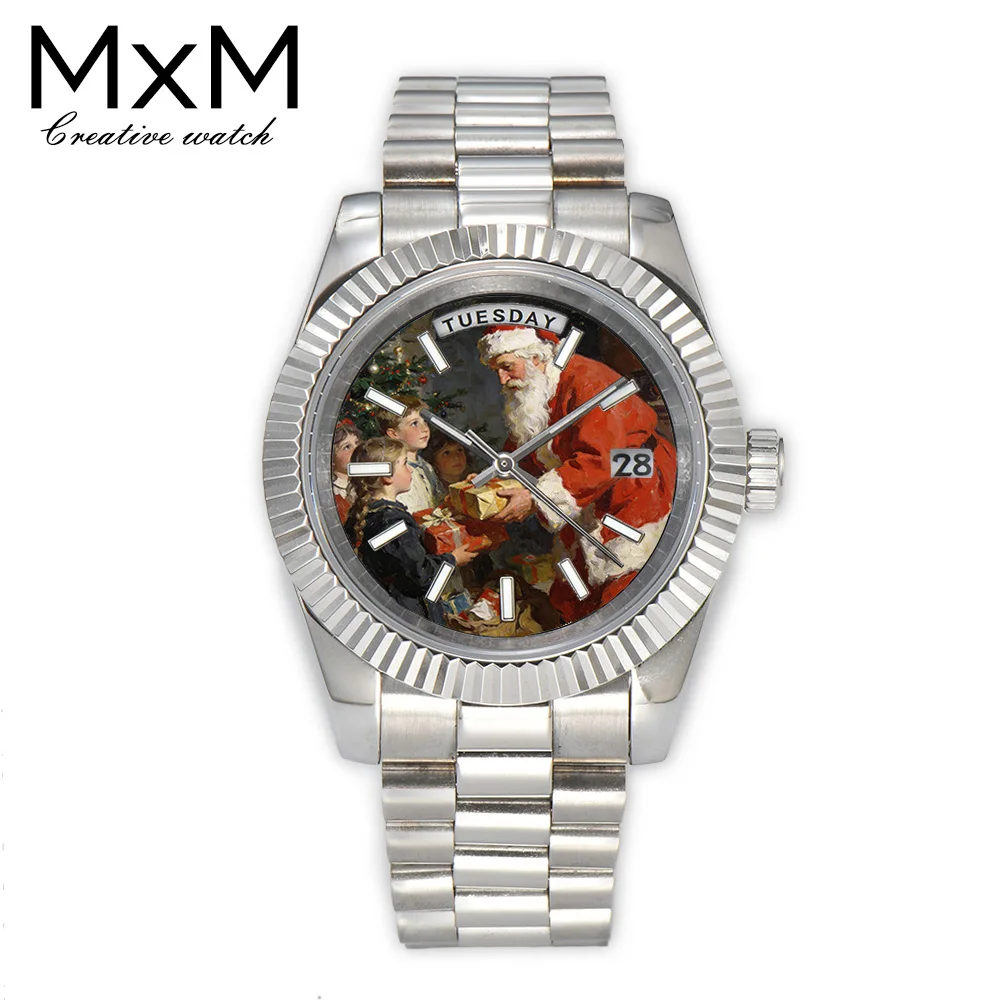 

Мужские часы с сапфировым стеклом, нержавеющая сталь, часы 36/40 мм, рождественские креативные часы, механизм 8285, женские часы, часы Miyota 8285