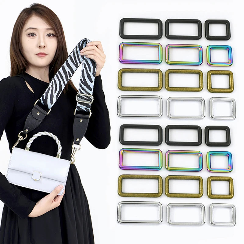 

5Pcs Meetee 15-50mm Rectangle Metal O Ring Buckle Bag Strap Adjust Rings Clasp Dog Collar Hanger Hook Leather Craft Accessories