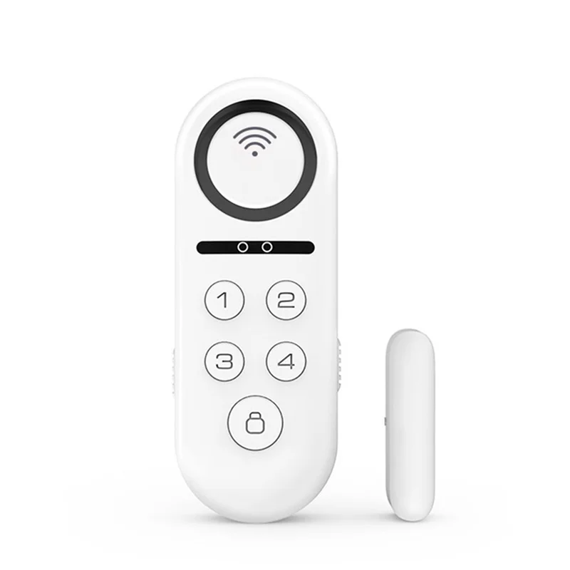 ABDE-Tuya Smart Door Window Alarm Sensor Door Magnetic Remote Sound And Light Password Disarm Tuya Smart Home