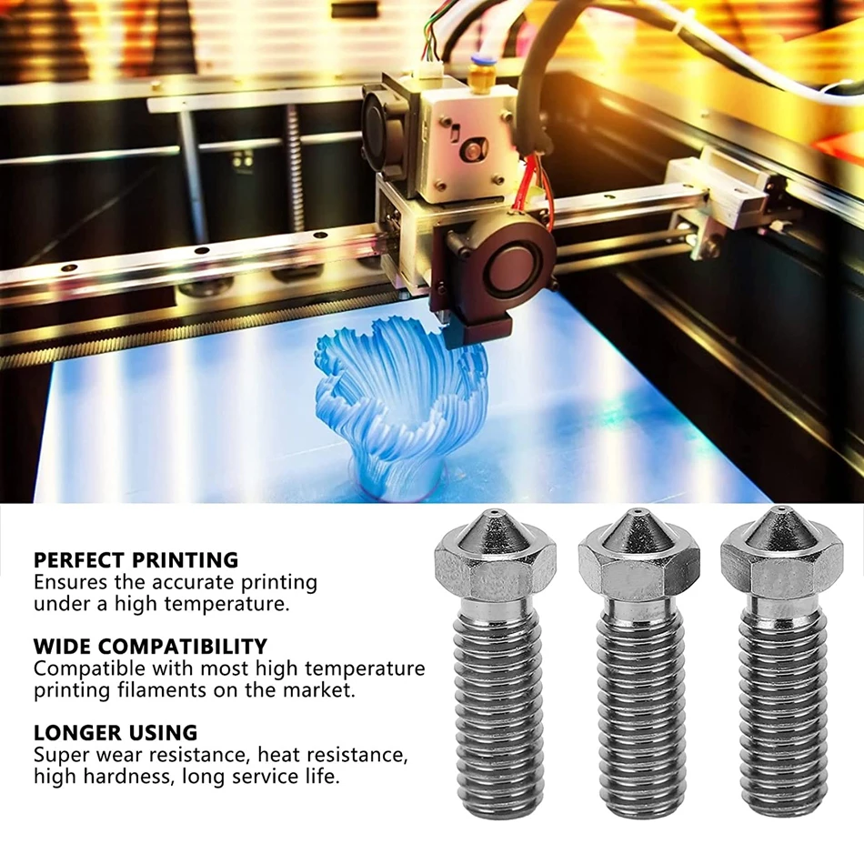 E3D V5 V6 Nosel Gunung Berapi 0.2 0.3 0.4 0.5 0.6 0.8 1.0 1.2Mm M6 Nosel Berulir untuk Printer 3D 1.75Mm Filamen