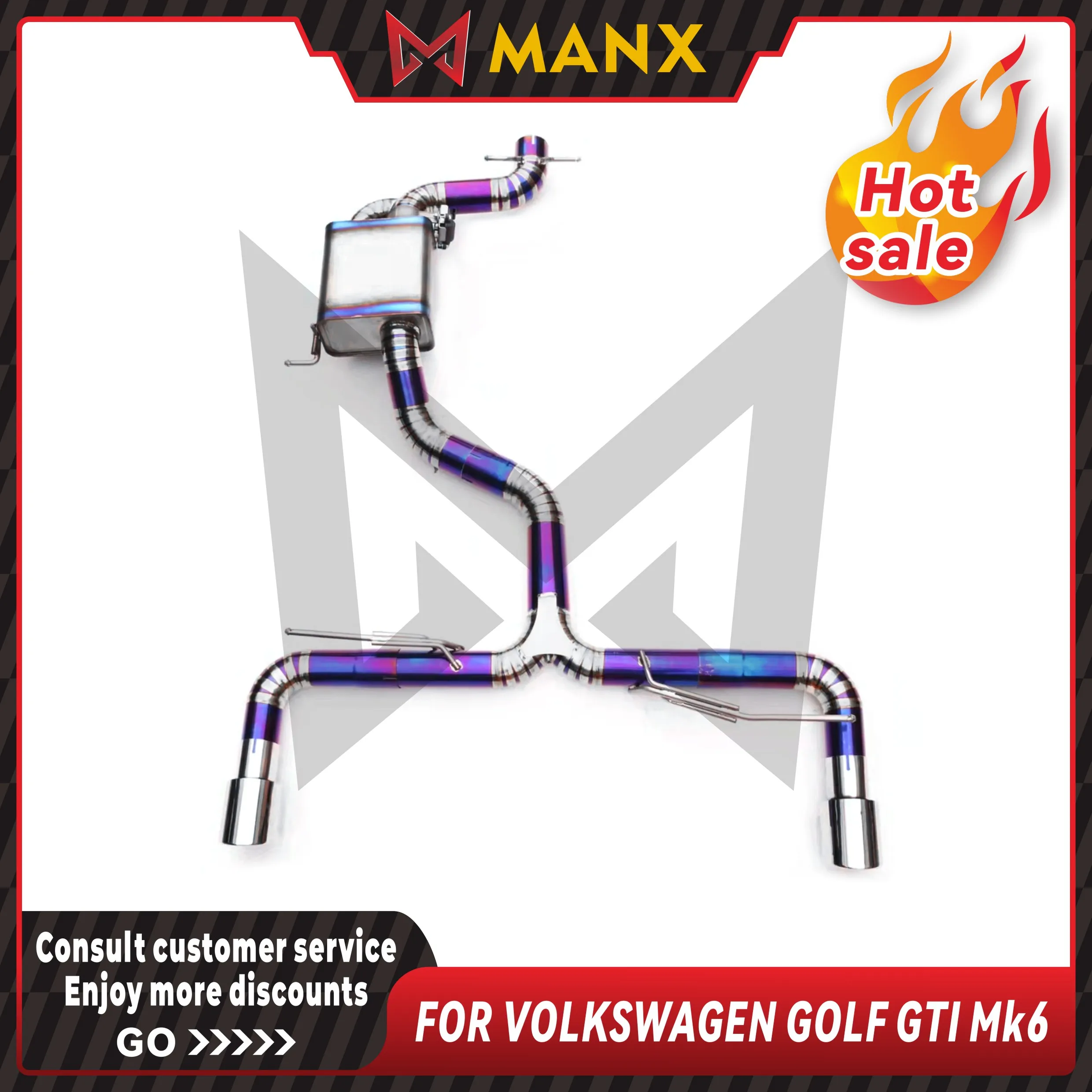 

MANX Car Exhaust system for VOLKSWAGEN GOLF GTI MK6 Titanium Alloy catback Performance exhaust pipe with remote control valve