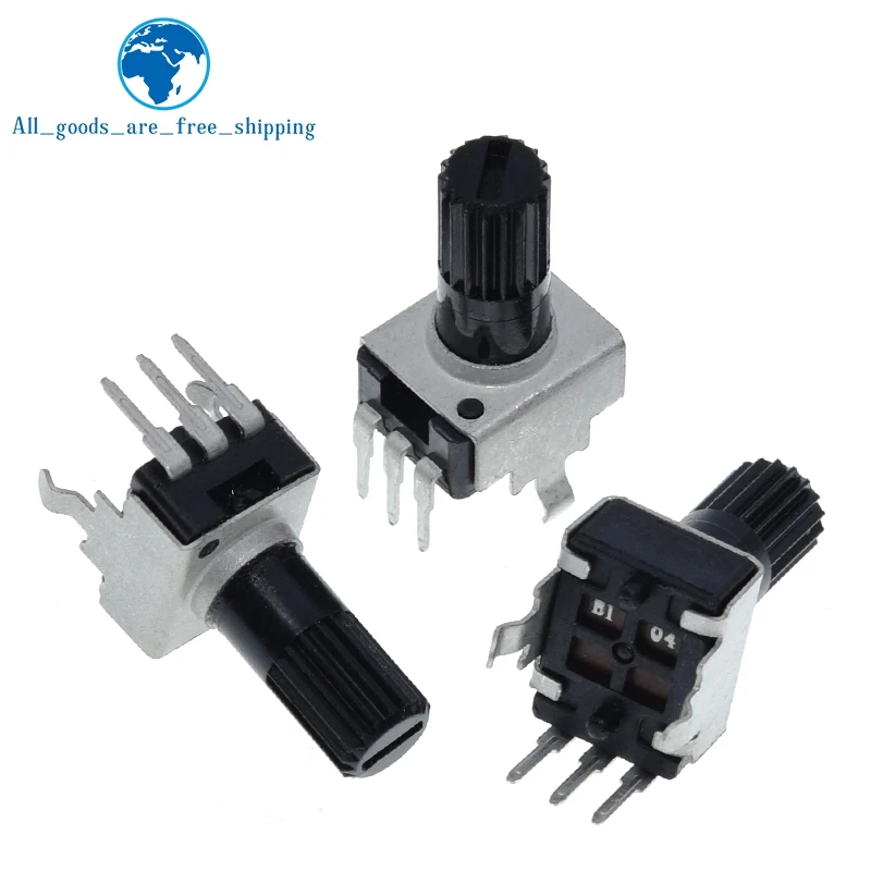 TZT 10pcs Rv09 Vertical 12.5mm Shaft 1k 2k 5k 10k 20k  50k 100k 0932 Adjustable Resistor 9 Type 3pin Seal Potentiometer