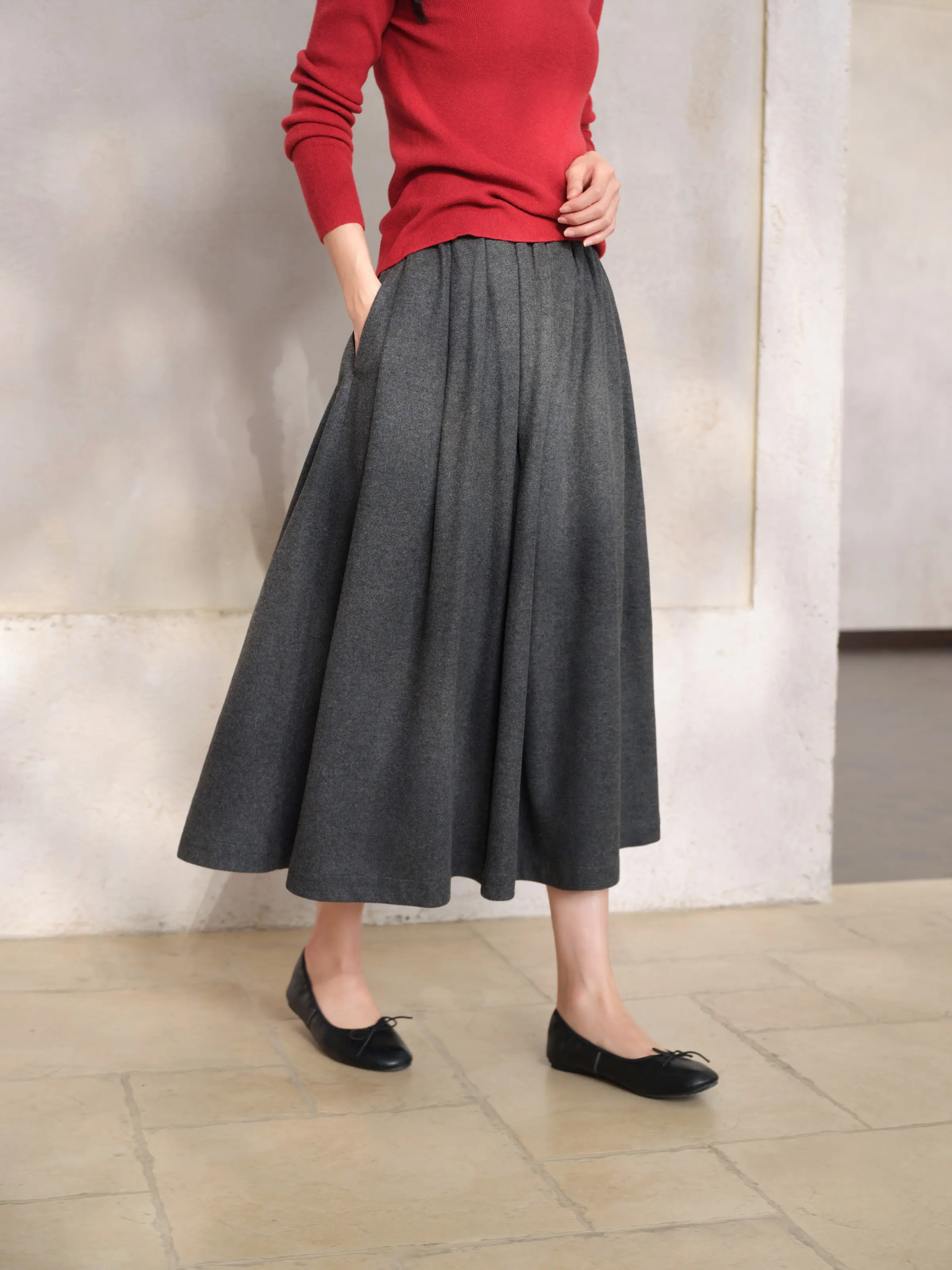 Women Irregular Pleated Midi Skirt High Waist Lady Spring A Line Swing Flowy Long Skirt Casual Elegant Fashion Bottoms Daily