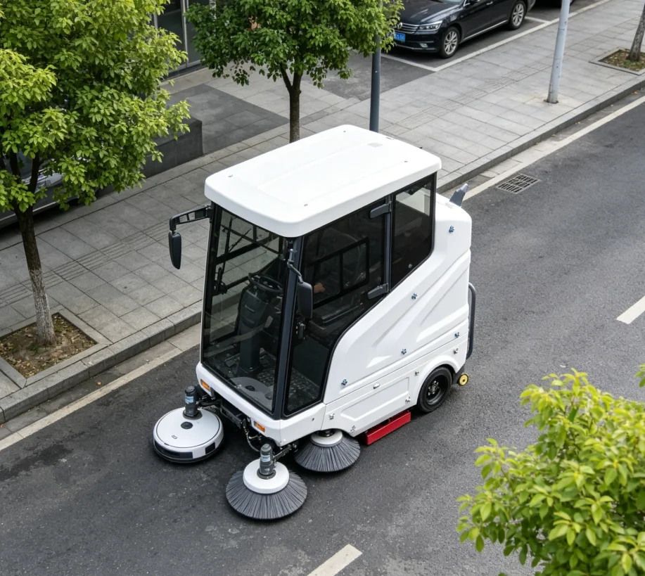 Custom ODM Multifunctional Fully Closed Cab Electric Ride On Outdoor Vacuum Road Sweeper Cleaner