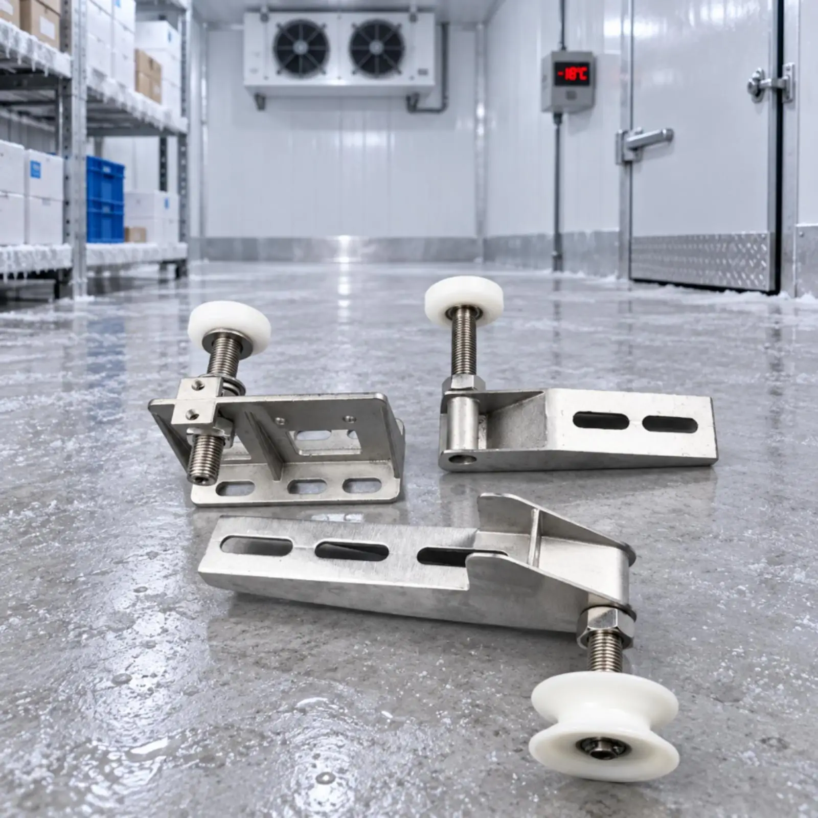 Sliding Door Roller Assembly with Adjustable Threaded Rod for Cold Storage Refrigerator Overhead Guide Rail Hardware