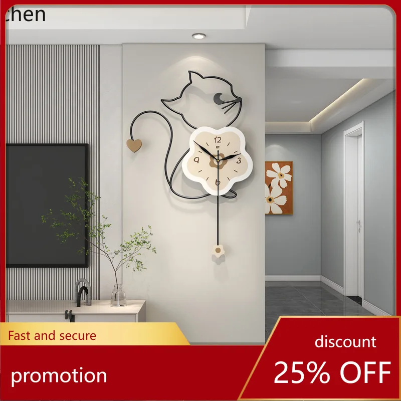 

YFY wall clock - stylish and minimalist decor for living room, creative clock, punch-free wall mount