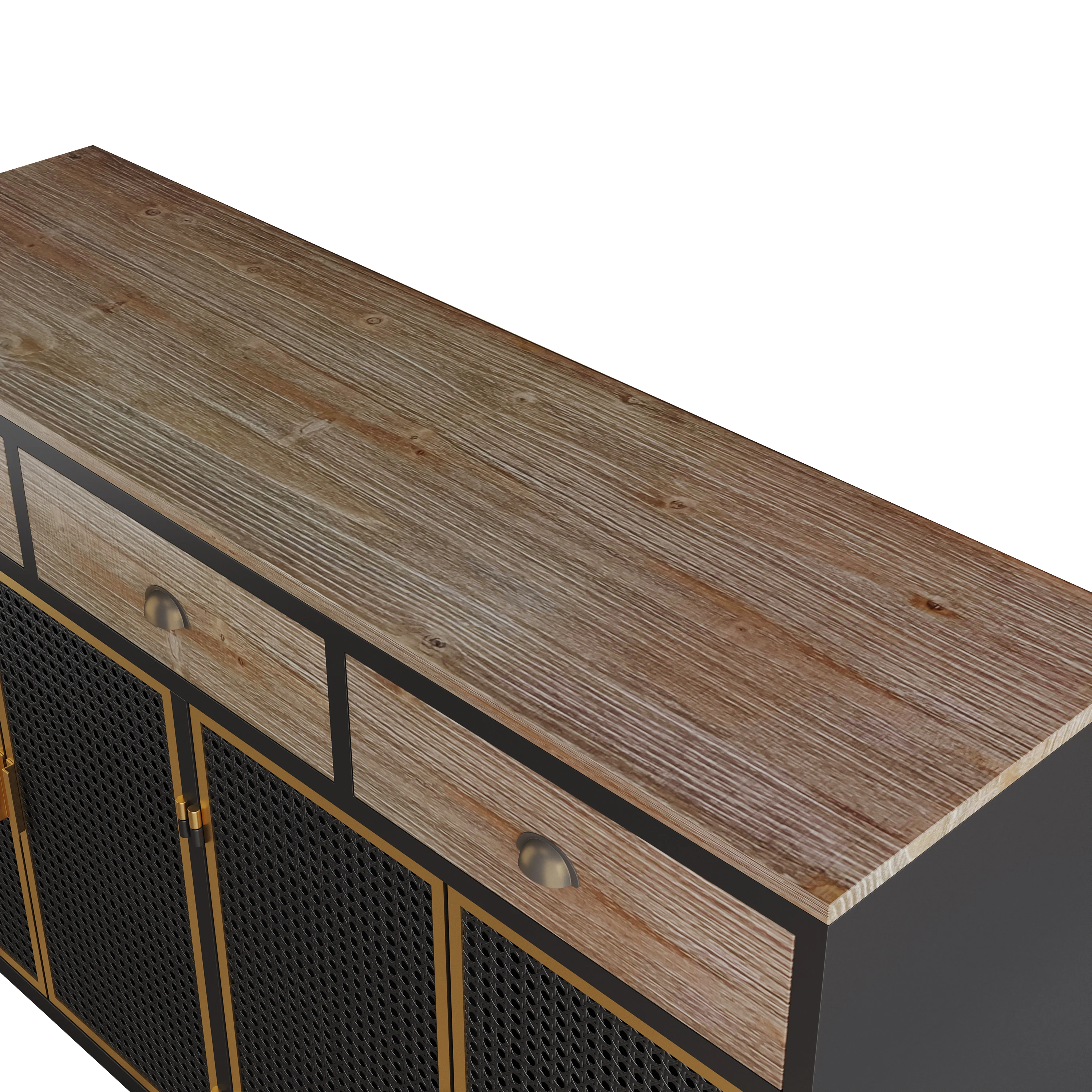 47.64" Wide  2 Doors Modern Sideboard with 3 Top Drawers, Freestanding Sideboard Storage Cabinet Entryway Floor Cabinet for Livi