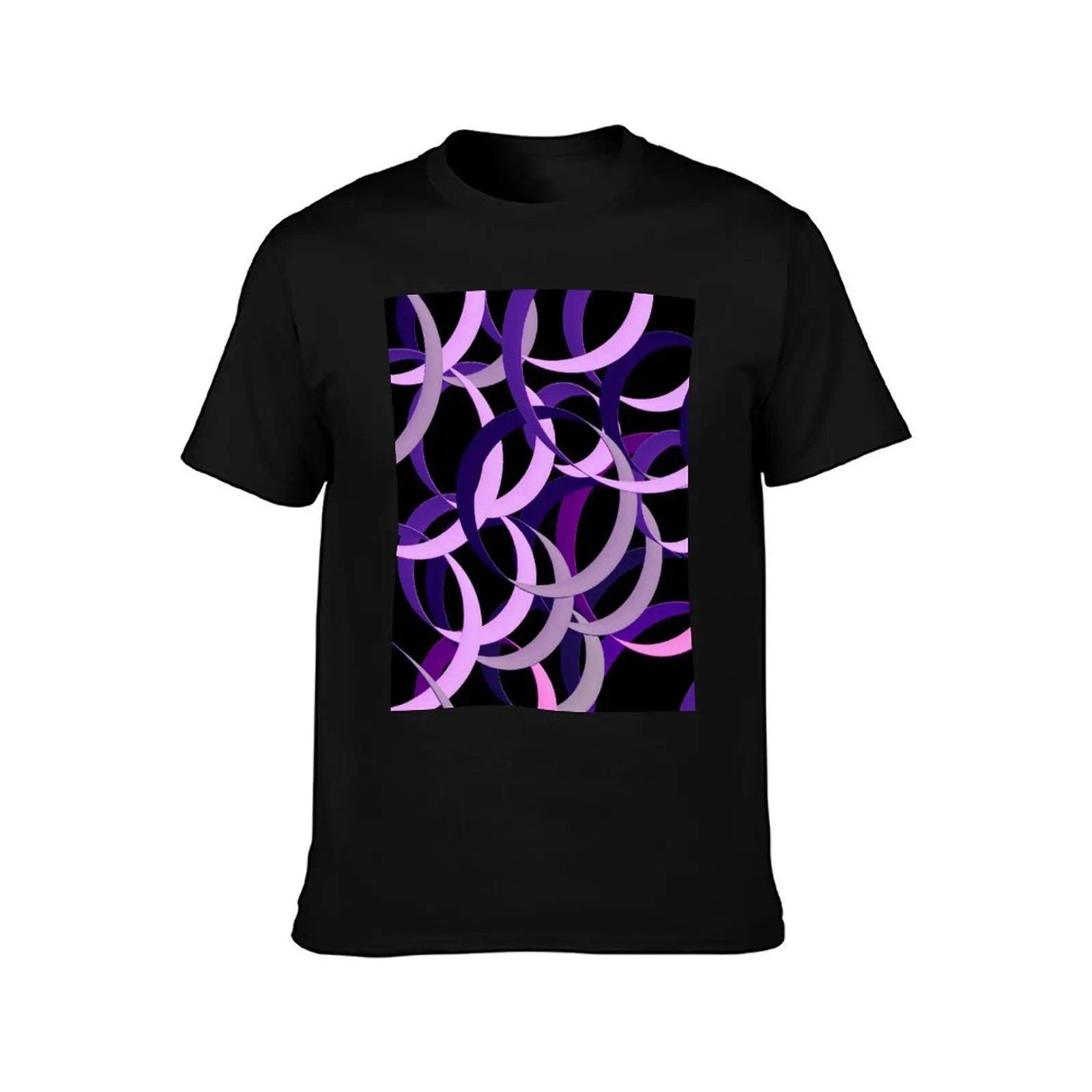 Black and Purple Mod Abstract Circle Geographic Pattern T-Shirt Thanksgiving Day Tee Top T-Shirt