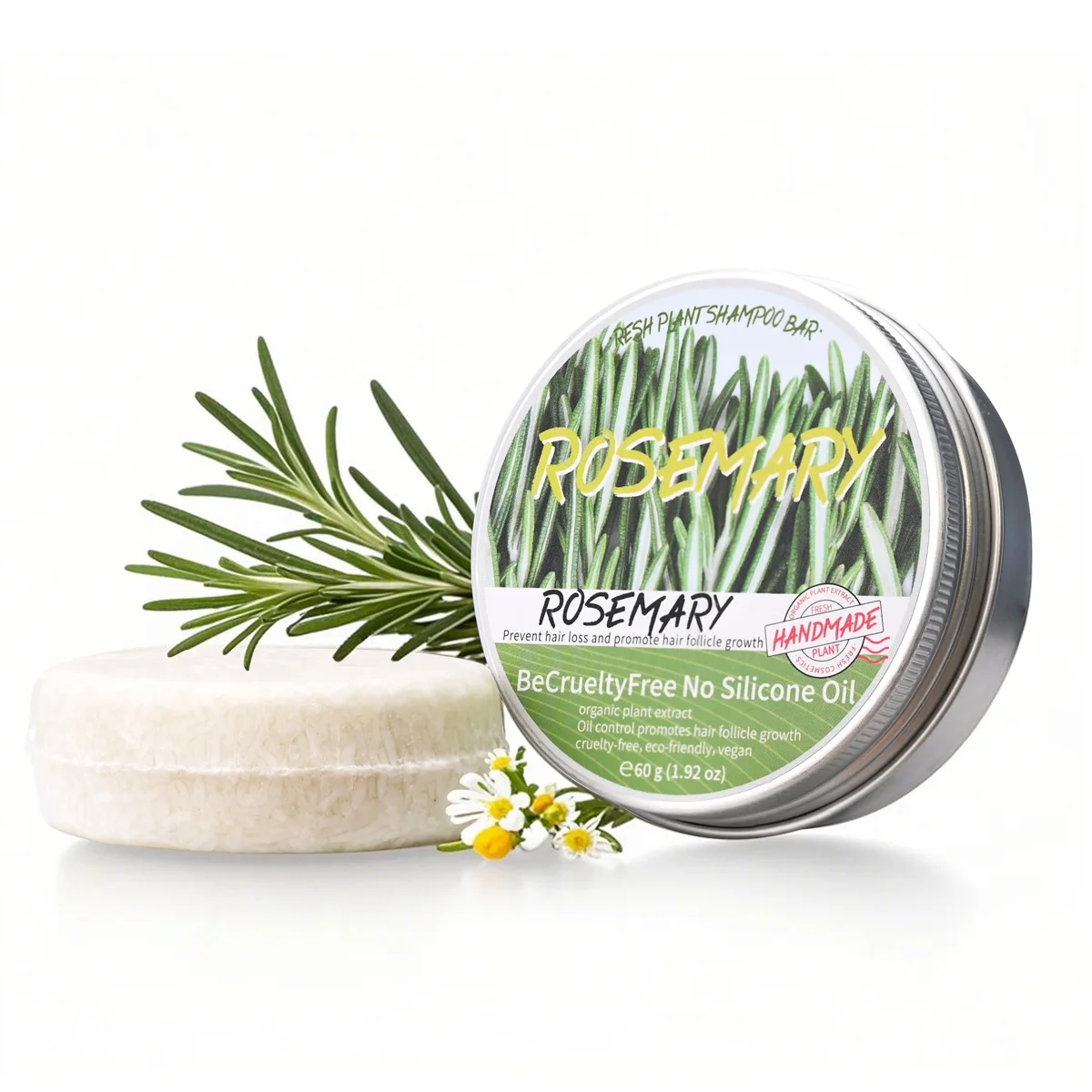 Jabón champú de romero sin aceite de silicona, jabón champú vegetal, limpia el cuero cabelludo, nutre el aceite control del cabello