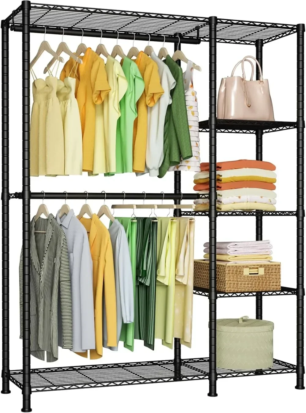 

Closet Garment Rack, 5 Tiers Heavy Duty Clothes Storage Organizer for Bedroom