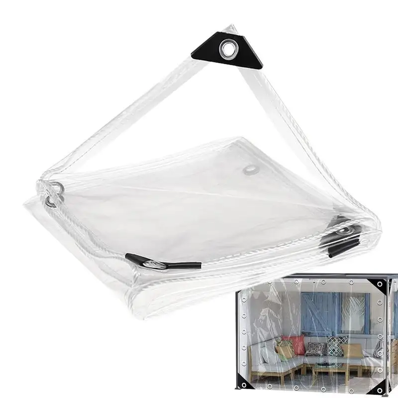 

Thicken Transparent Waterproof Tarpaulin Garden Rainproof Clear Tarp Plant Cover Shed Cloth With Grommets