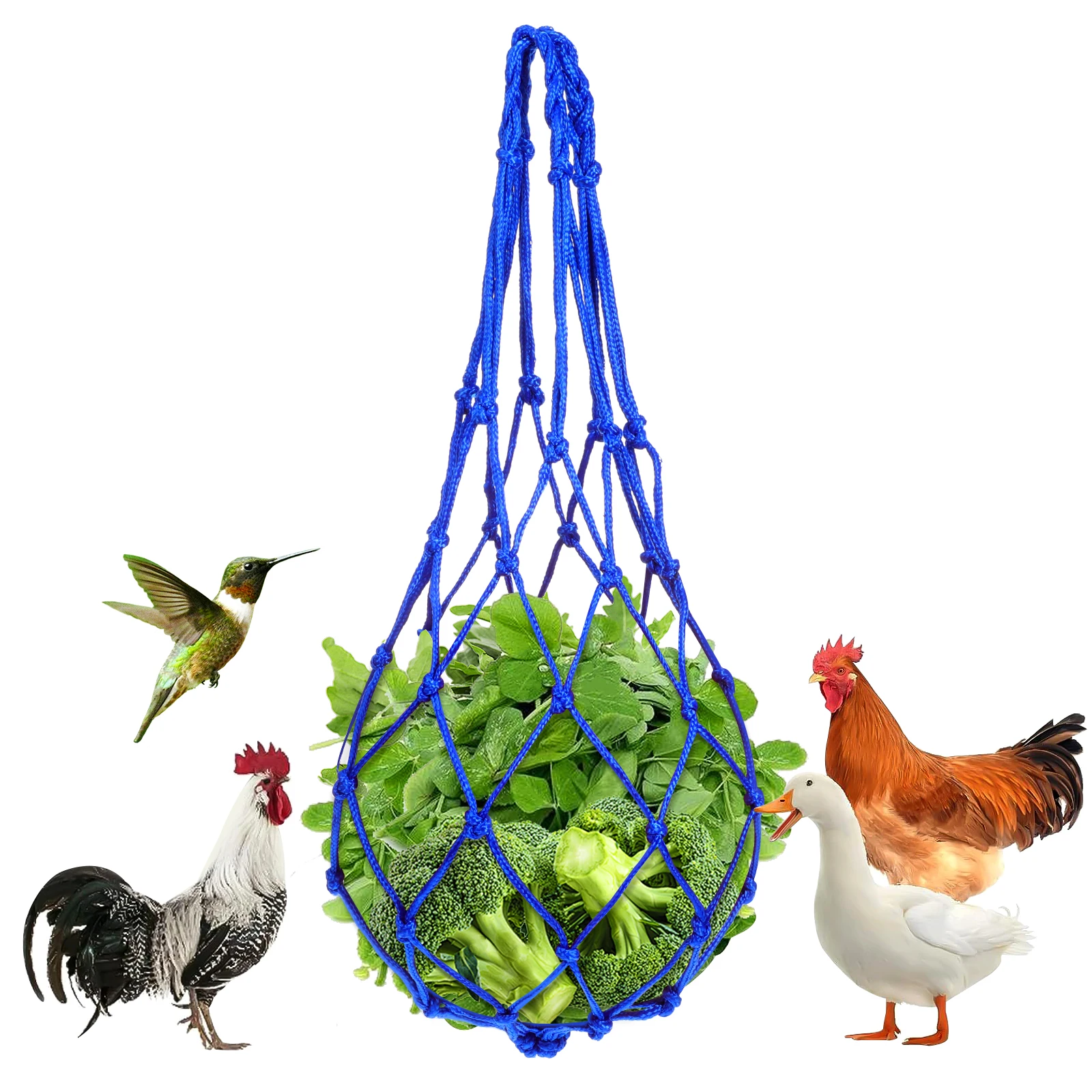 

Livestock Feeding Net Bag Durable Chicken Feeder Mesh Poultry Hanging Feeder Animal Feeding Nets For Coop Poultry Food Container
