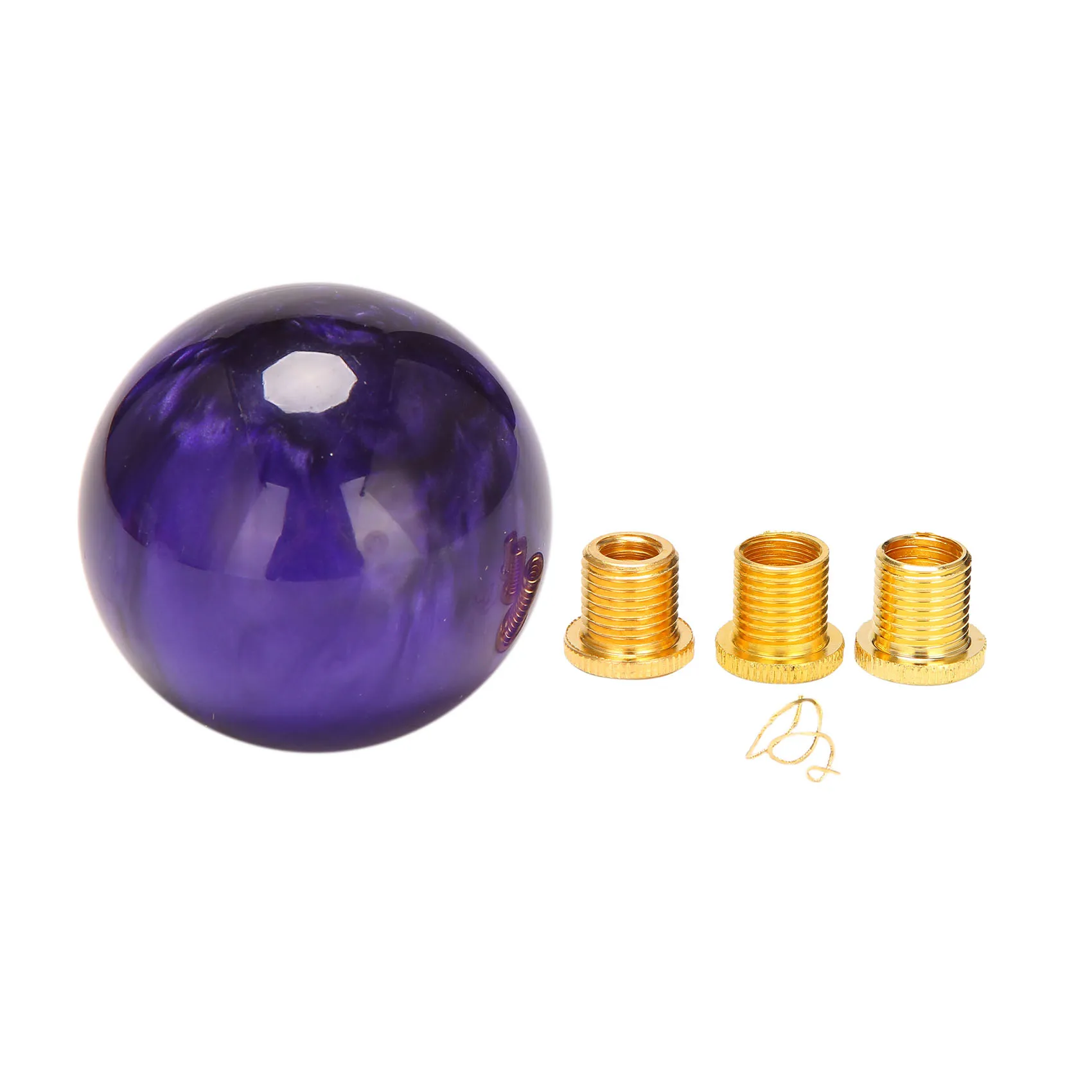 Marble Style Round Ball Gear Shift Knob Acrylic Shifter Knobs Stick Shift Knobs with 3 Adapter for Manual Car Purple