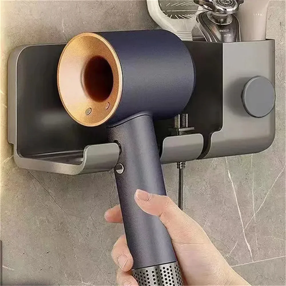 Wall Mounted Hair Dryer Holder For Dyson Bathroom Shelf without Drilling Plastic Hair dryer stand Bathroom Organizer