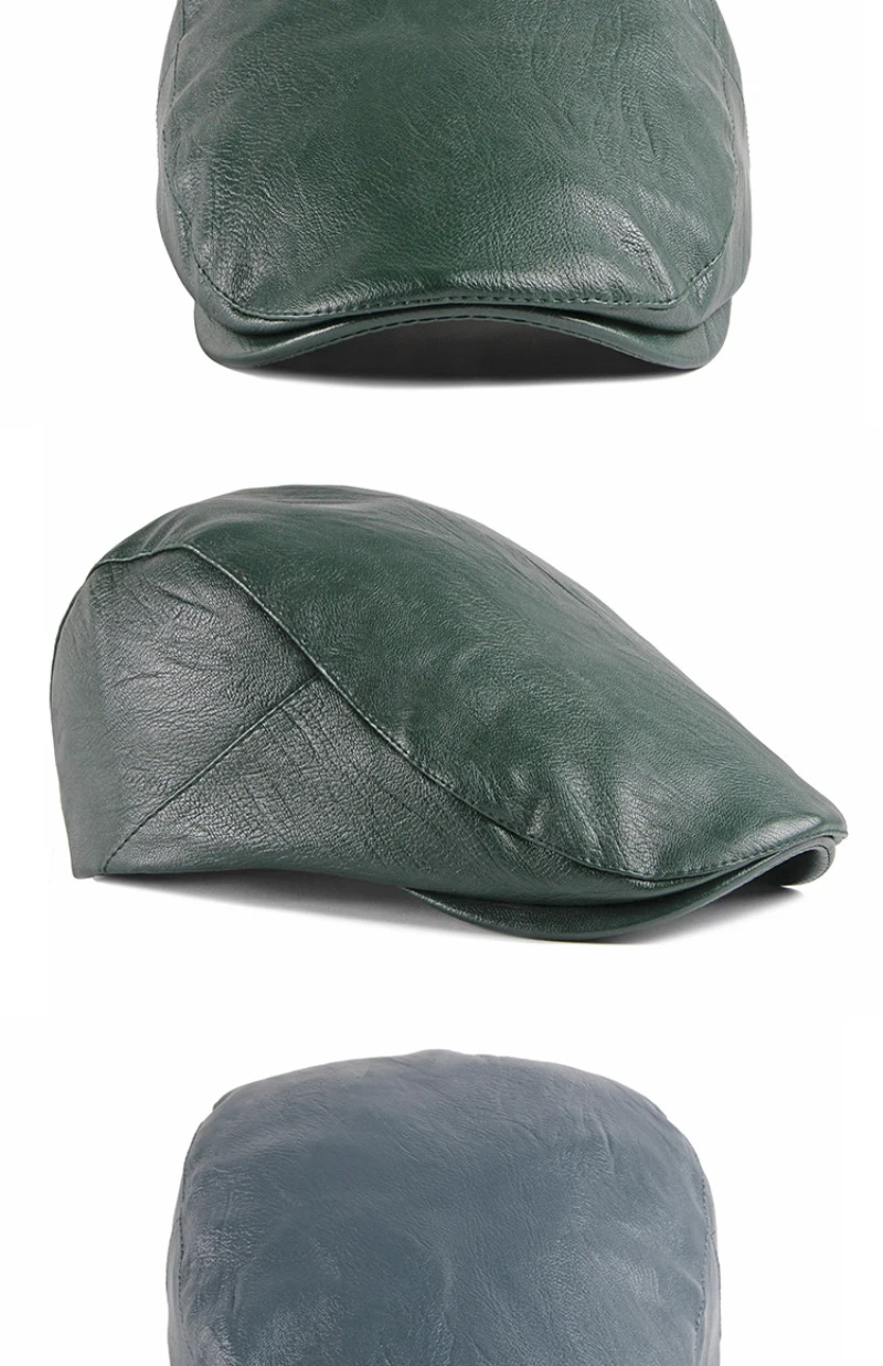 HT4602 Herren- und Damen-Baskenmütze, Vintage-Künstler-Malermütze aus PU-Leder, Einfarbige Ivy-Flachmütze, Neue Baskenmütze für Frühling, Herbst und Winter – Detail 7