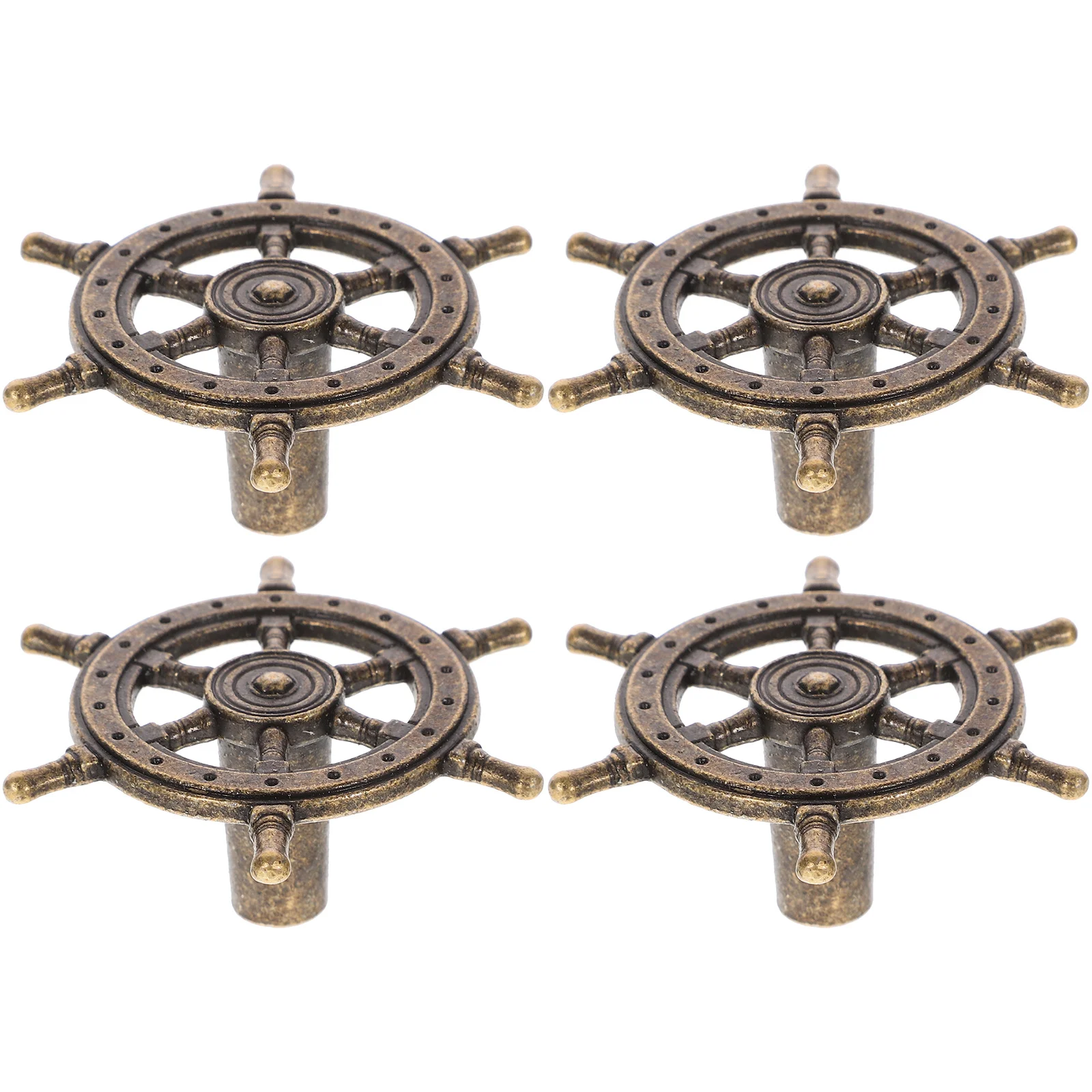 

4Pcs Steering Wheel Handle Knobs Vintage Ship for Cabinet Drawer Dresser Cupboard Door Pulls Modern Metal Round