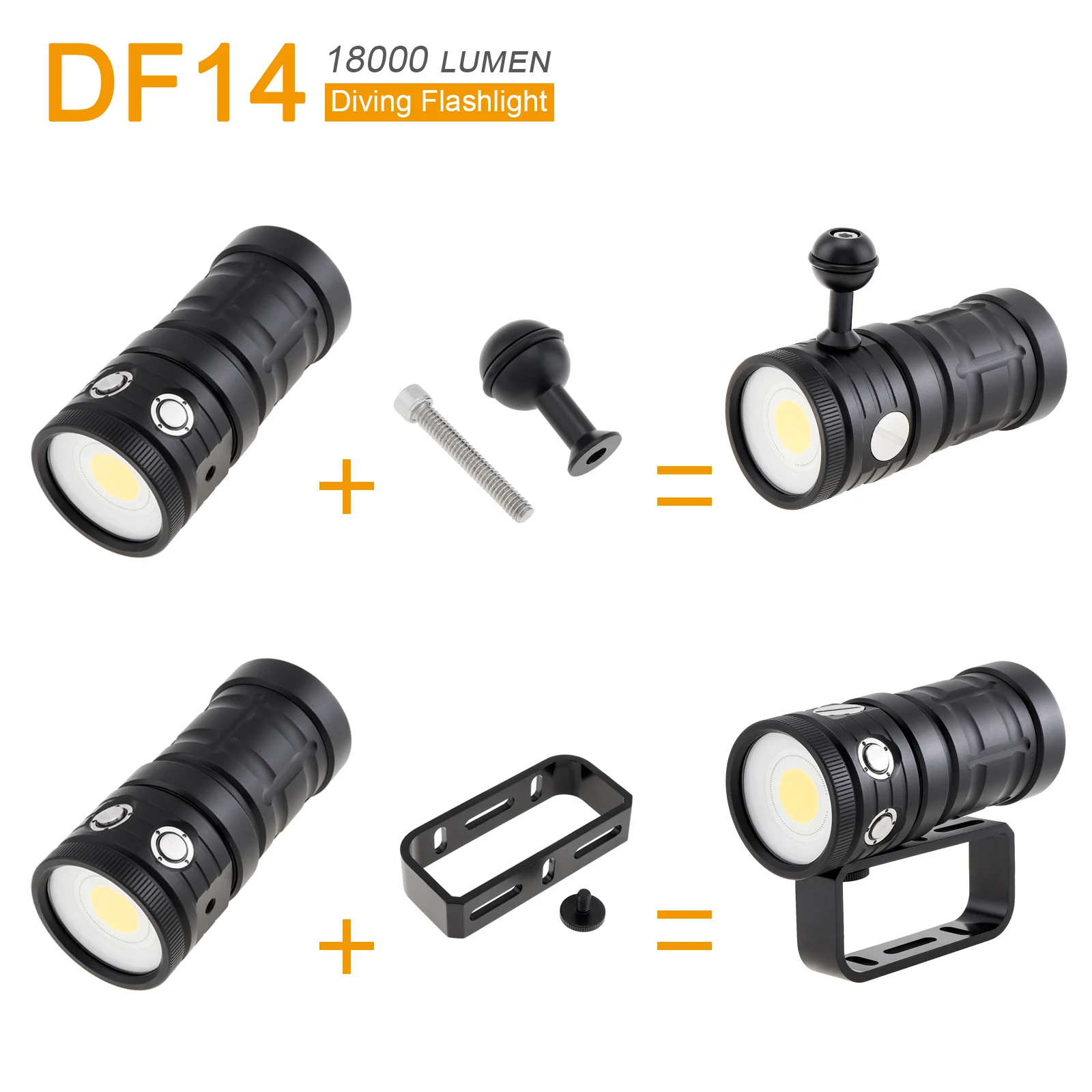 SecurityIng Professional Photography Light Highlight Lamp 18000 LM COB LED Diving Flashlight IPX-8 100M Camera Video Torch