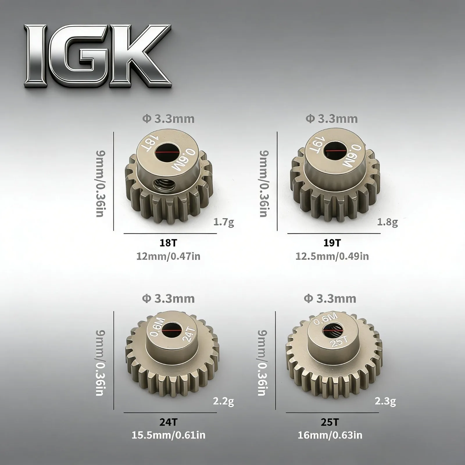 0.6M 18T 19T 24T 25T 7075 Alloy AV Motor Pinion Gear - 50477 for TAMIYA TT01 TT02 TB02 TA05 Hornet RC Car