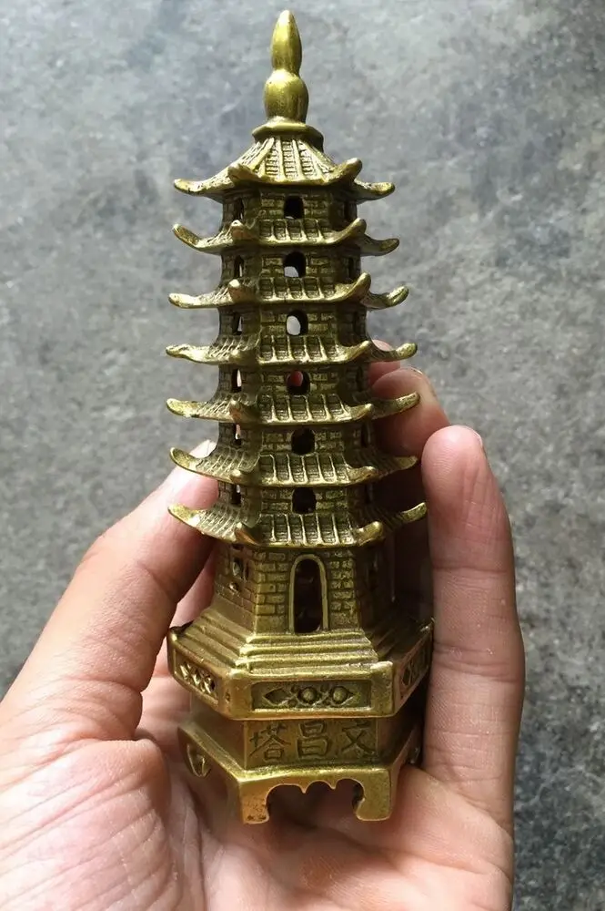 

Chinese Collectable Brass Hand Carved Wenchang Tower Statues