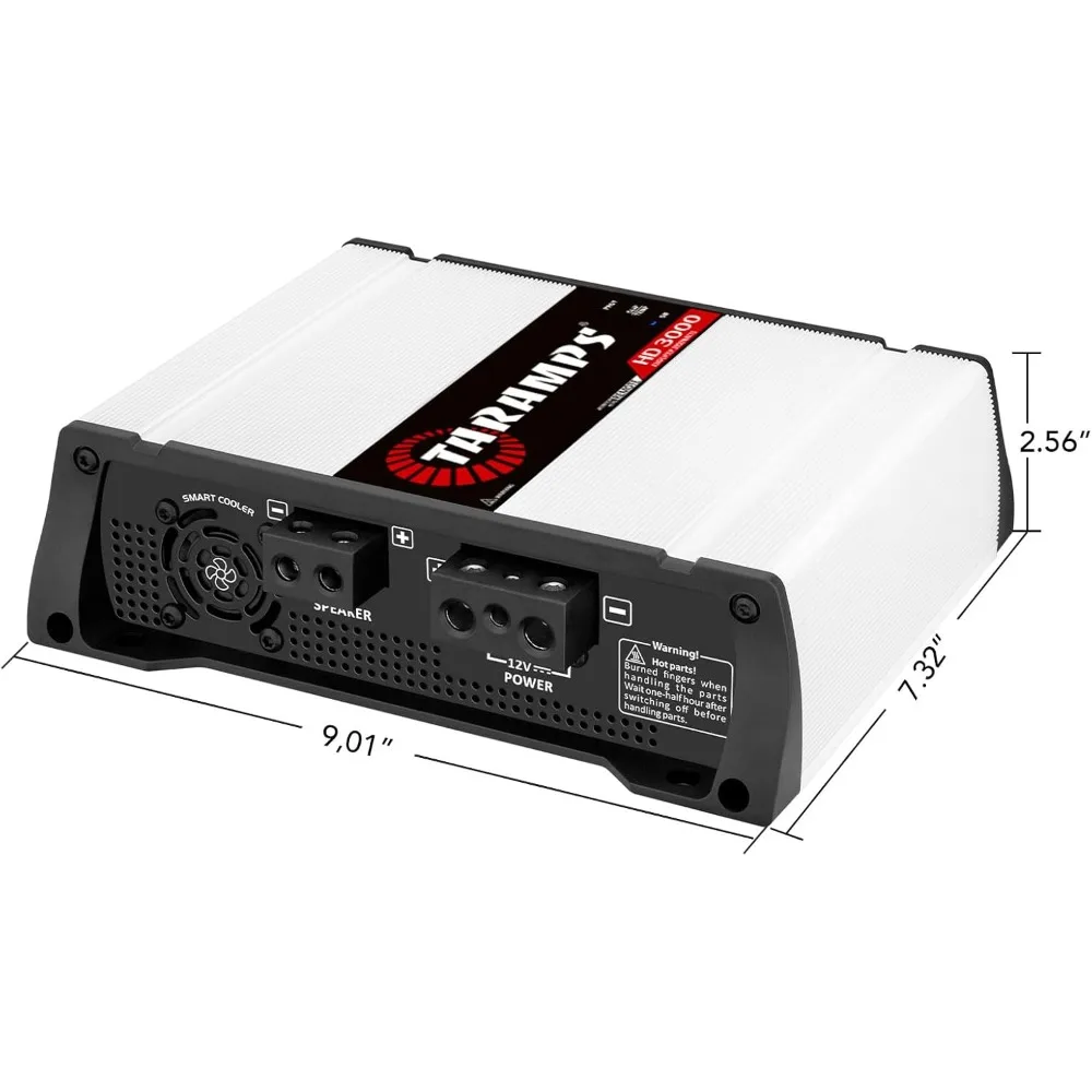 HD 3000 1 Ohm 1 Channel 3000 Watts RMS MAX, Full Range Car Audio, Monoblock, LED Monitor Indicator image 6