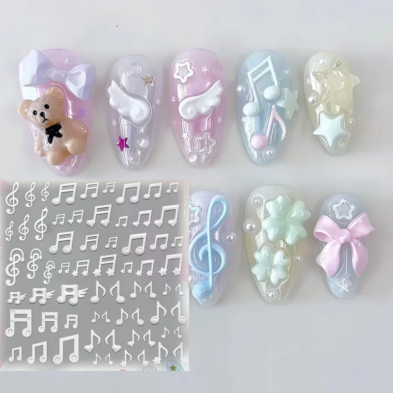 Cute 3D Star Note Small Wings Fish Board Pattern Nail Art Silicone Mold for Beautiful Nails