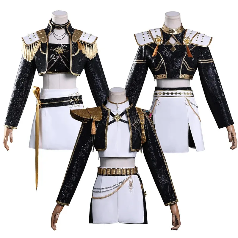 

New Halloween Cosplay Black Golden Rumi Zoey Mira Cosplay KPop Demon Hunters Cosplay Costume Wig Women Suit Halloween Party Role