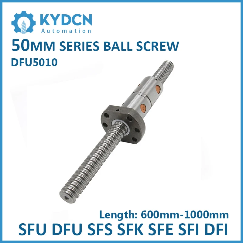 DFU5010 C5 C7 Ball Screw 50mm Double Nut Ball Screw 600mm-1000mm Large Diameter Ball Screw CNC Machinery Accessories