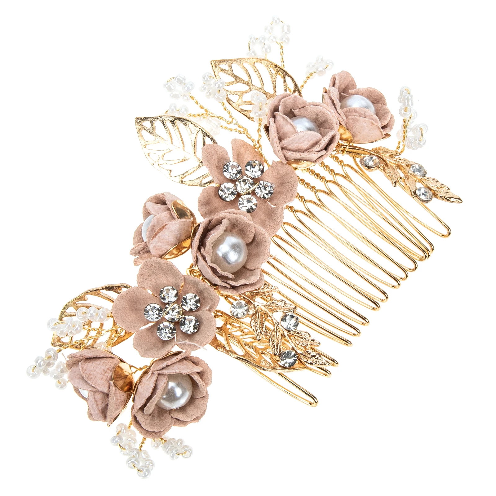 

Flower Hair Comb Pink Alloy Bride Wedding Accessories Side Decorative Insert Comb Lightweight Comfortable Prom Gifts