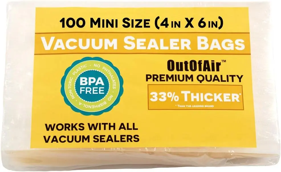 

100 Vacuum Sealer Bags 4x6 Inch, Heavy-Duty 4 Mil Commercial Grade, BPA-Free for FoodSaver Machines