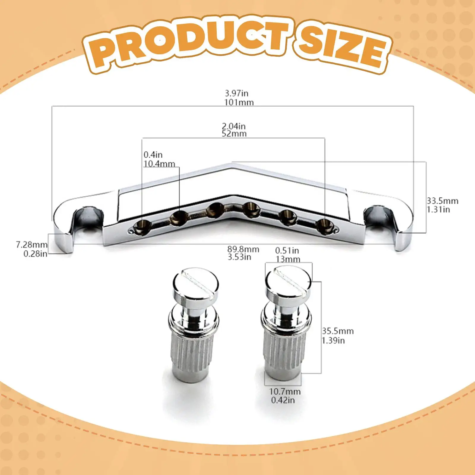قطعة خلفية بقضيب توقف الجيتار على شكل حرف V ثابتة ومتينة للجيتار الكهربائي المكون من 6 أوتار #6
