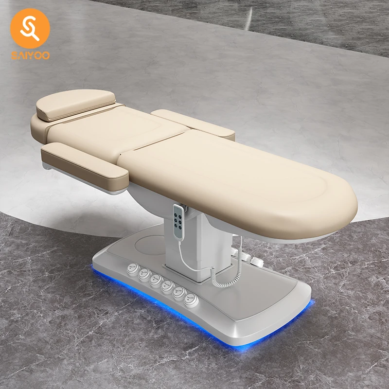 Foldable 3-Motor Facial SPA Massage Table with Customizable Colors and Foot Control