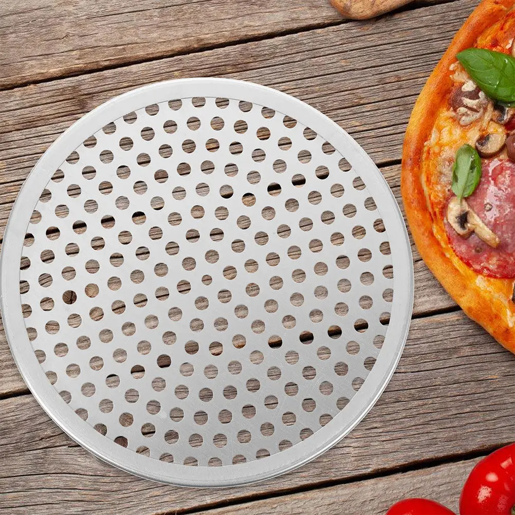 Reusable Aluminium Alloy Perforated Pizza Pan Round Baking Tray with Dense Holes Even Heat Distribution Non-Stick Smooth Surface