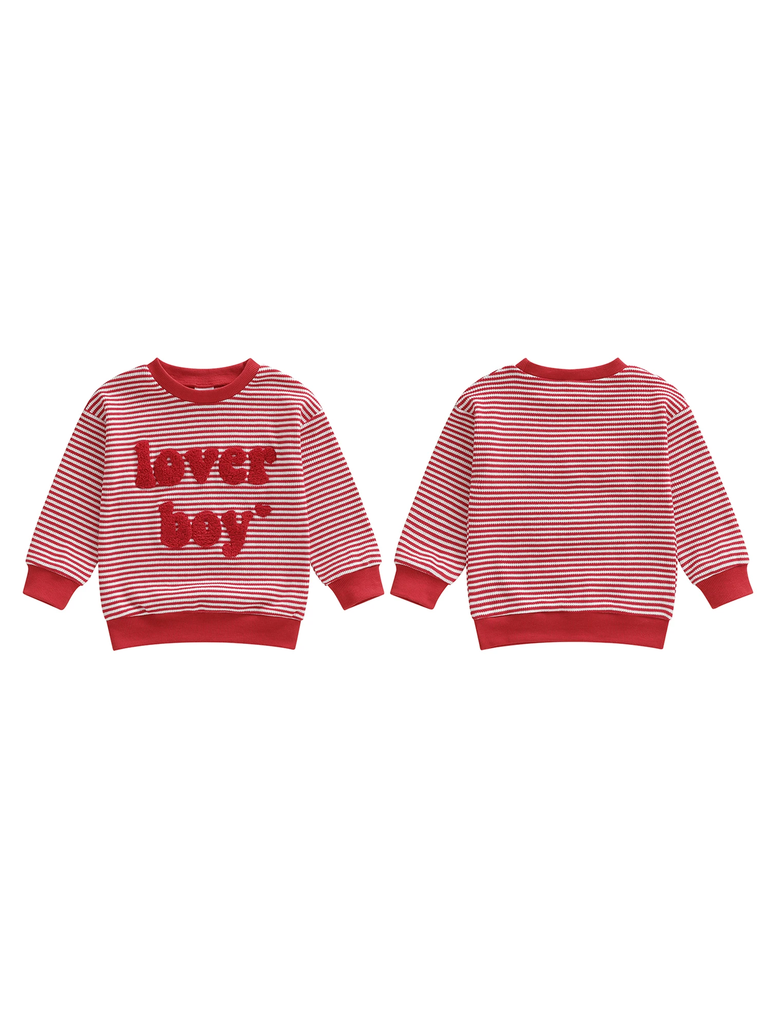 

Осенняя толстовка с круглым вырезом для мальчиков, длинными рукавами, вышитыми буквами и полосатым дизайном — модный детский пуловер на осень