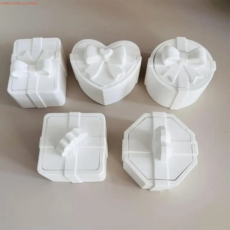 F92D DIY Resin Gift Box Craft Mold for Jewelry Storage Round Silicone Box with Lid