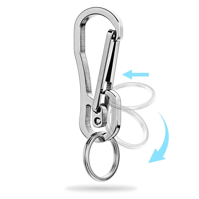 5Pcs 야외 스테인레스 스틸 열쇠 고리 자기 방어 전술 열쇠 고리 안티-분실 키 체인 Carabiners EDC 교수형 버클 퀵 드로우